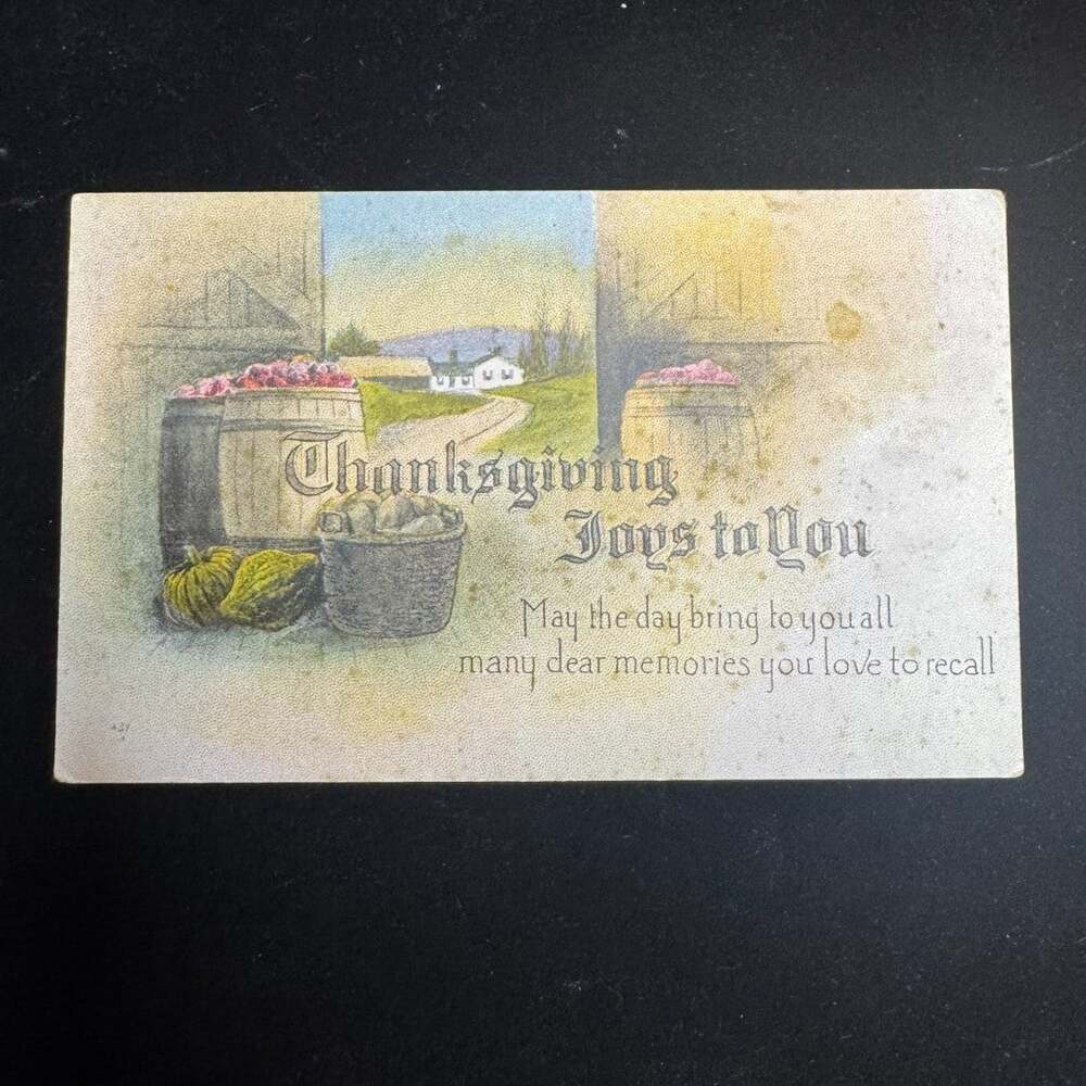 Antique 1907-1915 Thanksgiving Postcard Series No. 131 Harvest Barn Scene Unpost